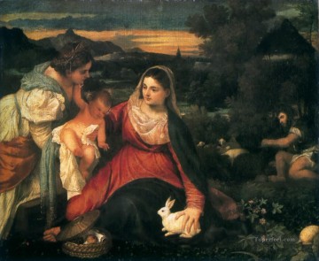  Madonna Arte - virgen y el niño con santa catalina y un conejo 1530